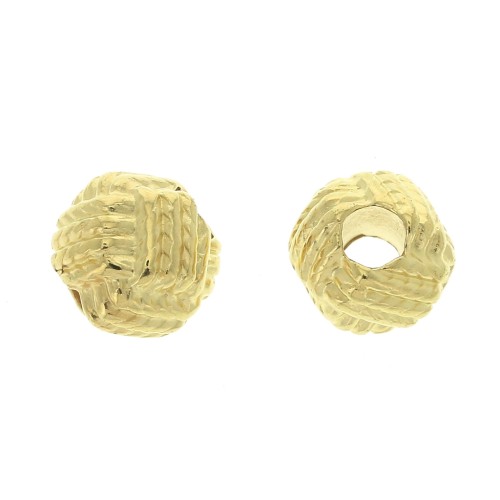 11mm Zamac ball of wool effect bead - fine Gold plated  x1