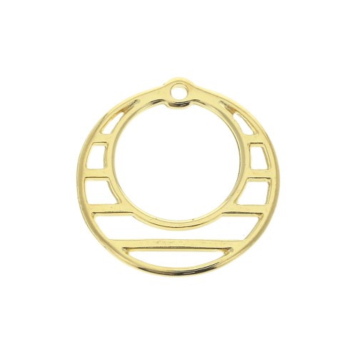 23mm Zamac round-shaped pendant - fine Gold plated x1