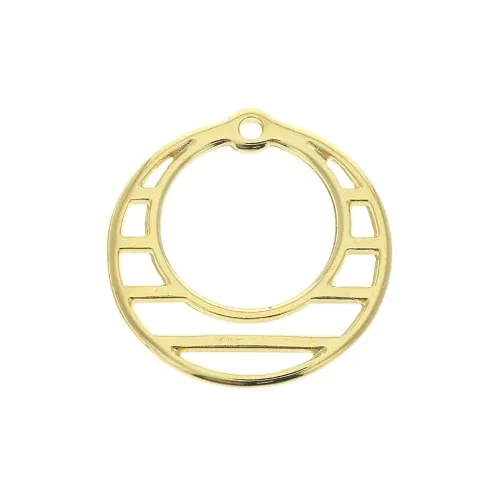 23mm Zamac round-shaped pendant - fine Gold plated x1