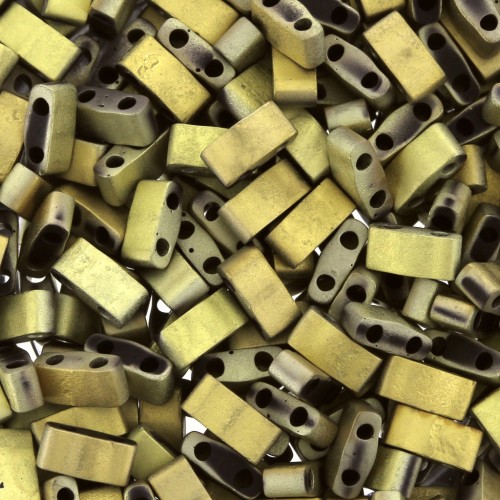 5x2.3x1.9mm Miyuki Half Tila Beads HTL-55112 - Black Amber Full Mat x10g