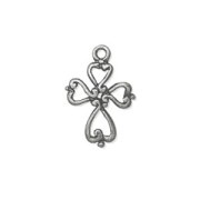 Cross charm 20x14mm Old silver tone x1