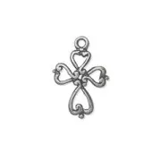 Cross charm 20x14mm Old silver tone x1