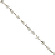 3.2mm Golden chain with triangle-shape glass beads - Grey x50cm|raw }}