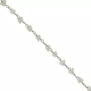3.2mm Golden chain with triangle-shape glass beads - Grey x50cm