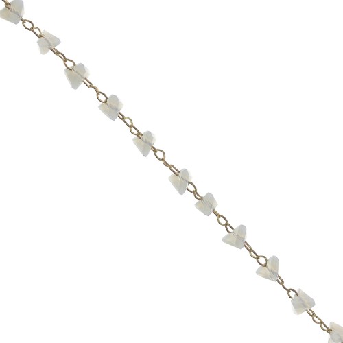 3.2mm Golden chain with triangle-shape glass beads - Grey x50cm