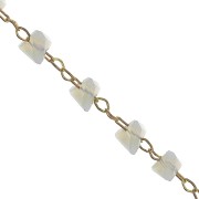 3.2mm Golden chain with triangle-shape glass beads - Grey x50cm