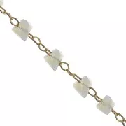 3.2mm Golden chain with triangle-shape glass beads - Grey x50cm