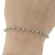 3.2mm Golden chain with triangle-shape glass beads - Grey x50cm