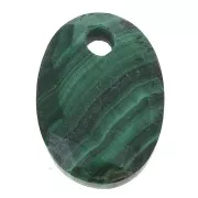 14x10mm Gemstone faceted oval sequin - Malachite x1