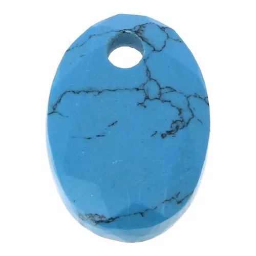 14x10mm Gemstone faceted oval sequin - Imitation Turquoise x1