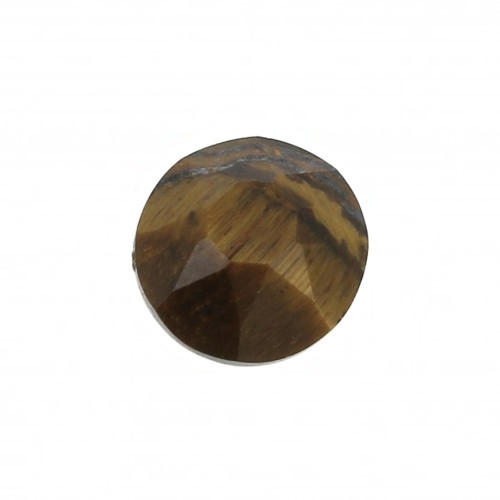 6mm round faceted flat back cabochon - Tiger Eye x1