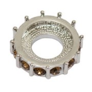 Strass rondel 15mm Silver tone/Light Smoked Topaz  x1