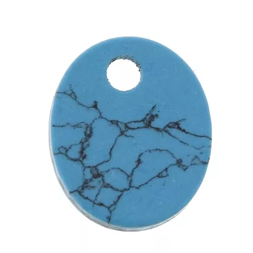 12x10mm Gemstone oval sequin - Imitation Turquoise x1