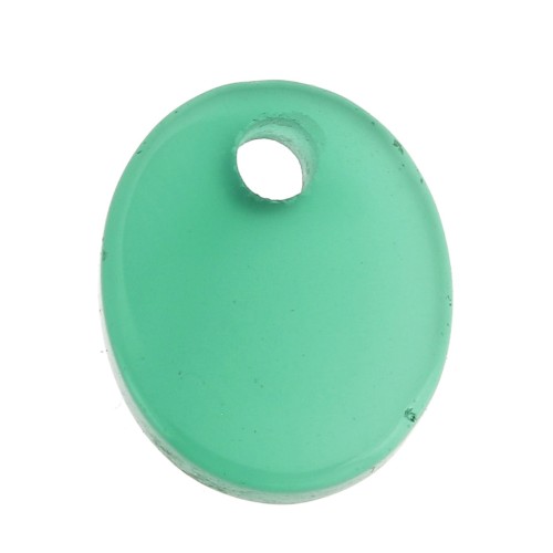 12x10mm Gemstone oval sequin - Green Agate x1