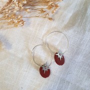 12x10mm Gemstone oval sequin - Red Jasper x1