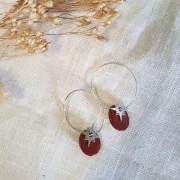 12x10mm Gemstone oval sequin - Red Jasper x1