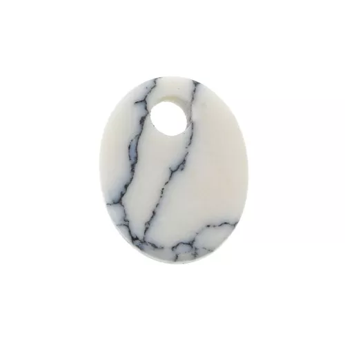 10x8mm Gemstone oval sequin - Howlite x1