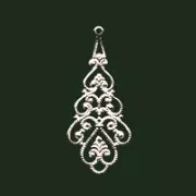 Filigree earrings 40x18mm Silver tone x1