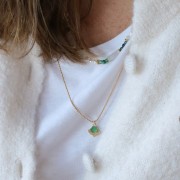 6mm Gemstone round Puck - Agate Verte x1