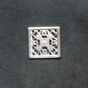 Filigree squared finding 1,3x1,3 cm Silver tone x1|raw }}