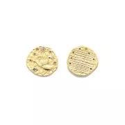 15mm Brass zodiac Charm with zirconium oxide - Leo - Gold Tone x1