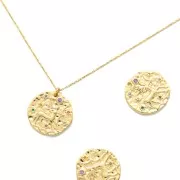 15mm Brass zodiac Charm with zirconium oxide - Sagittarian - Gold Tone x1