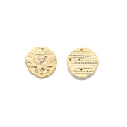 15mm Brass zodiac Charm with zirconium oxide - Libra - Gold Tone x1|raw }}