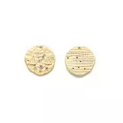 15mm Brass zodiac Charm with zirconium oxide - Libra - Gold Tone x1