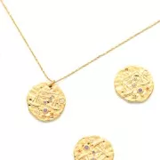 15mm Brass zodiac Charm with zirconium oxide - Libra - Gold Tone x1