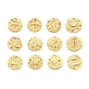 15mm Brass zodiac Charm with zirconium oxide - Libra - Gold Tone x1