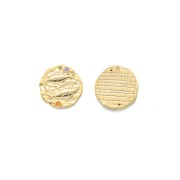 15mm Brass zodiac Charm with zirconium oxide - Pisces - Gold Tone x1|raw }}