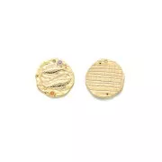 15mm Brass zodiac Charm with zirconium oxide - Pisces - Gold Tone x1