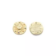 15mm Brass zodiac Charm with zirconium oxide - Cancer - Gold Tone x1
