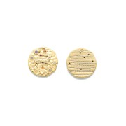 15mm Brass zodiac Charm with zirconium oxide - Aries - Gold Tone x1|raw }}