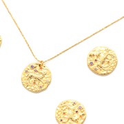 15mm Brass zodiac Charm with zirconium oxide - Aries - Gold Tone x1