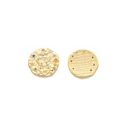 15mm Brass zodiac Charm with zirconium oxide - Gemini - Gold Tone x1|raw }}