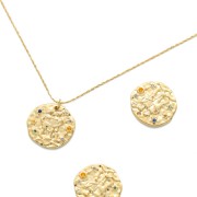 15mm Brass zodiac Charm with zirconium oxide - Gemini - Gold Tone x1