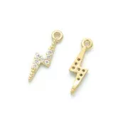 15x4mm Brass flash charm with zirconium oxide - Gold Tone - Crystal x1