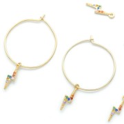 15x4mm Brass flash charm with zirconium oxide - Gold Tone - Multicoloured x1