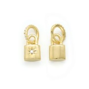 17x7mm Padlock pendant with ring and zirconium oxide - Gold Tone - Crystal x1