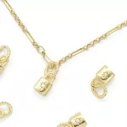 17x7mm Padlock pendant with ring and zirconium oxide - Gold Tone - Crystal x1