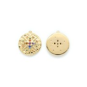 18x16mm North Star Medal Pendant with zirconium oxide Gold - Multicolored x1|raw }}