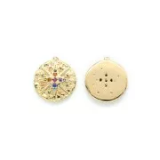 18x16mm North Star Medal Pendant with zirconium oxide Gold - Multicolored x1