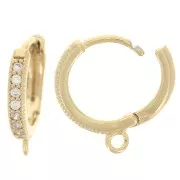 10mm Leverback earring with zirconium oxide - Gold Plated - Crystal x2
