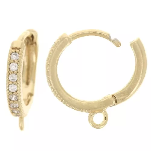 10mm Leverback earring with zirconium oxide - Gold Plated - Crystal x2