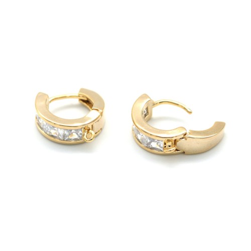 12mm Leverback earring with zirconium oxide - Gold Tone - Crystal x2