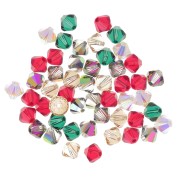 Mix of PureCrystal 5328 Crystal Bicones 4mm Christmas x50