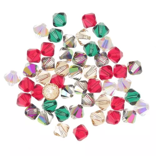 Mix of PureCrystal 5328 Crystal Bicones 4mm Christmas x50