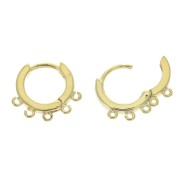 12mm Leverback hoop earrings with 5 open rings - Gold x2|raw }}