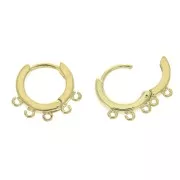 12mm Leverback hoop earrings with 5 open rings - Gold x2